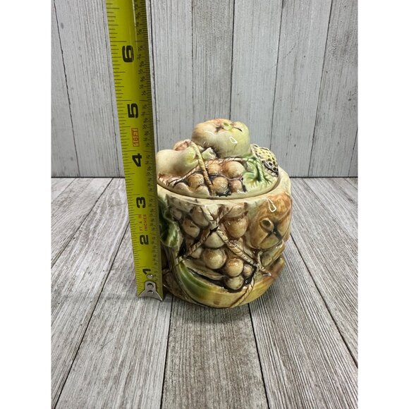 Vtg Ceramic Hand-Painted Tilso Japanese Fruit Decorated Biscuit Jar W/ Lid 4.5" - Picture 9 of 11